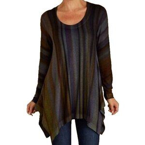 Soft Surroundings Esha Tunic Size Medium Sweater Stripe Asymmetric Hem